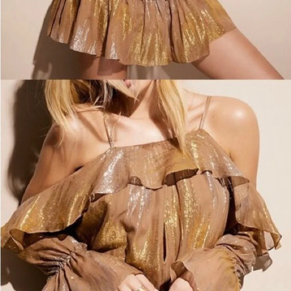 Free People You & Me Metallic Mini Dress EUC Small - Picture 2 of 6